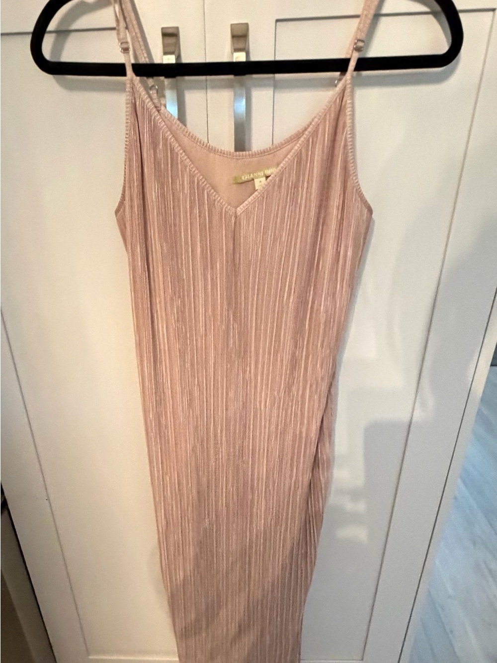 Gianni Bini Blush Pleated Midi Slip Dress with Adjustable Straps
